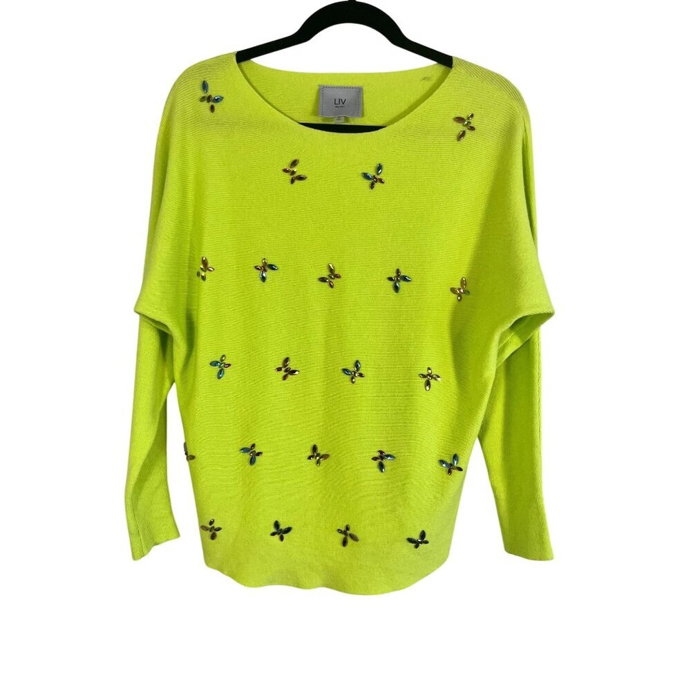 Jeweled Butterfly Knit Sweater Yellow S Vibrant Neon Chic Boho Indie Folk Preppy